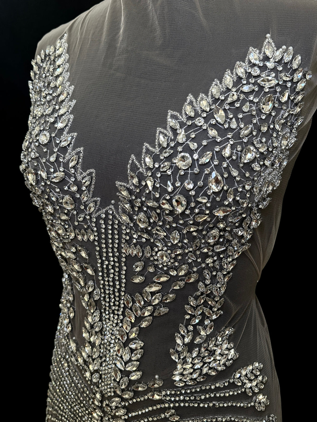 Silver Rhinestone Bodice Applique