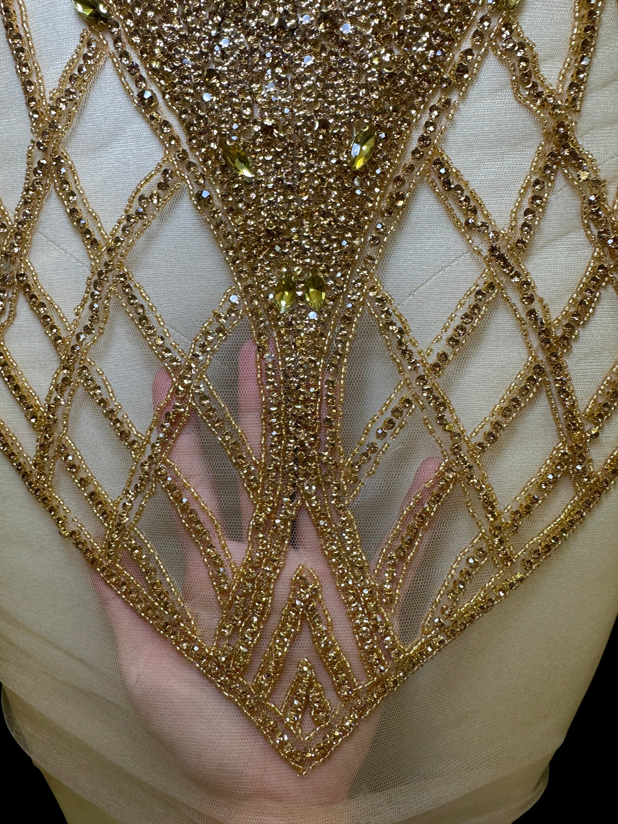 Gold Rhinestone Bodice Applique