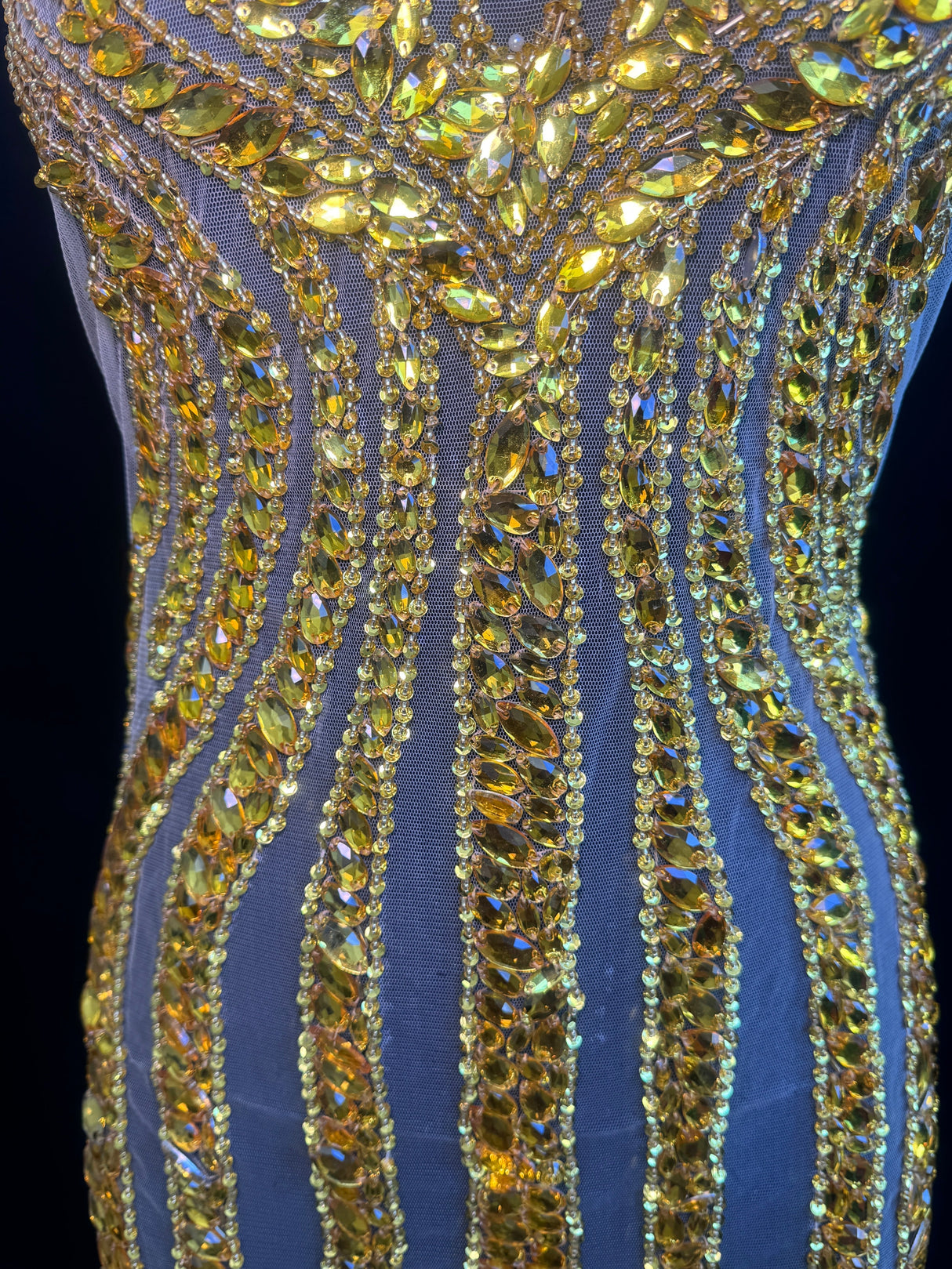 Gold Rhinestone Bodice Applique