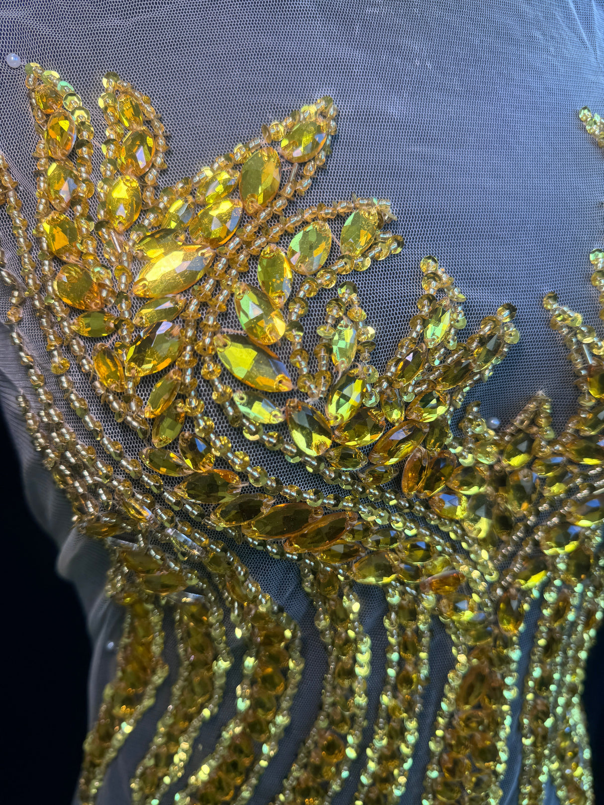 Gold Rhinestone Bodice Applique