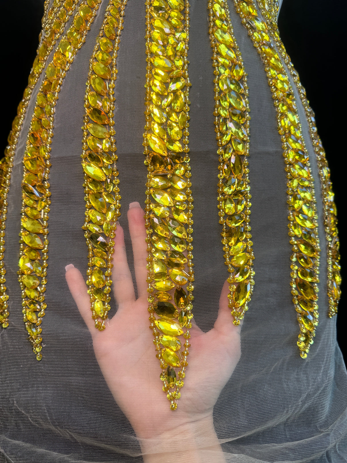 Gold Rhinestone Bodice Applique