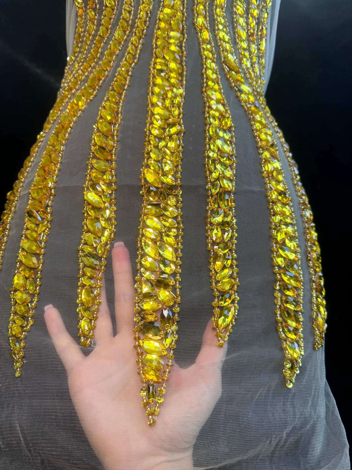 Gold Rhinestone Bodice Applique