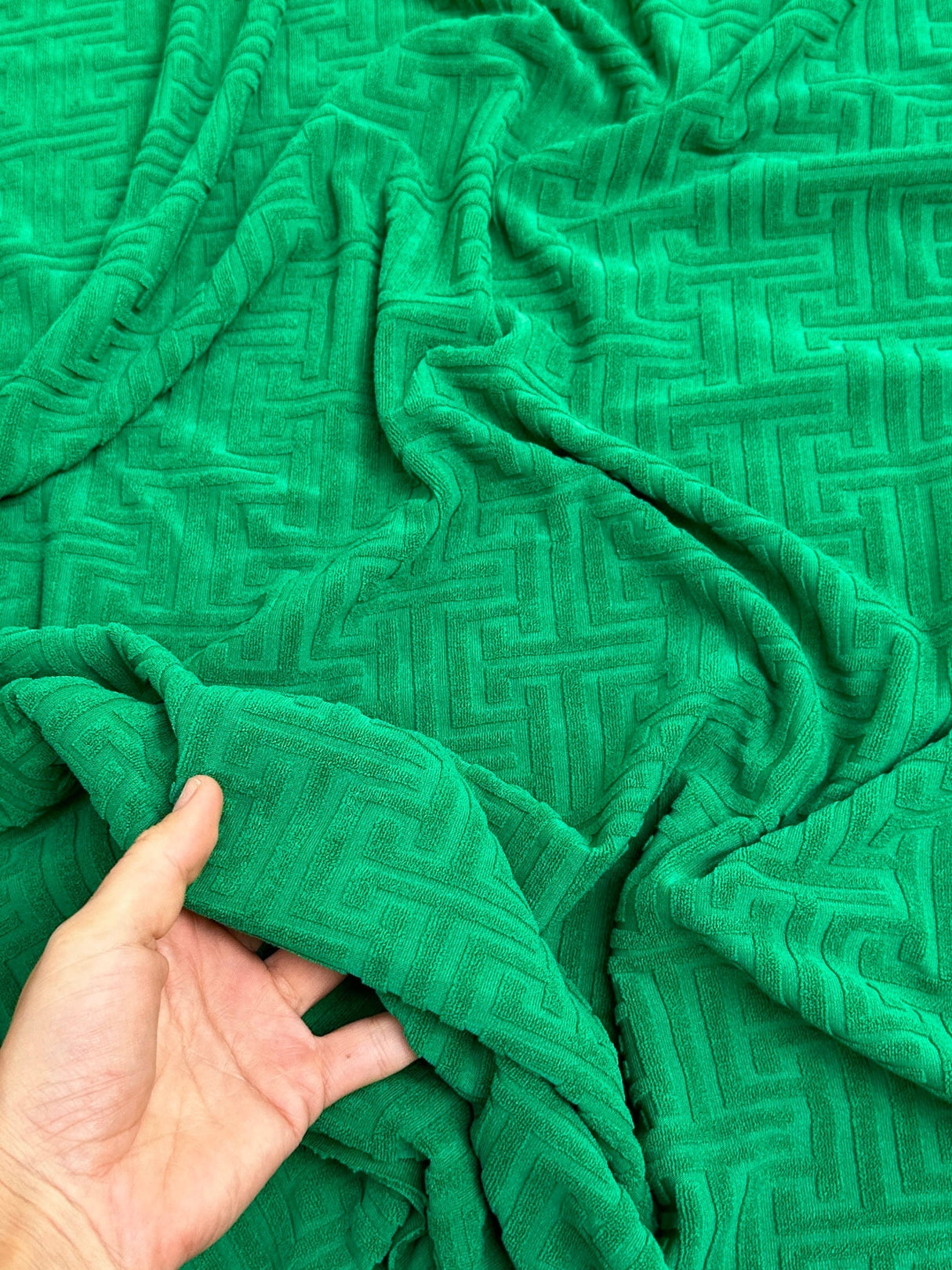 Shiny Textured Jersey Knit Kelly Green