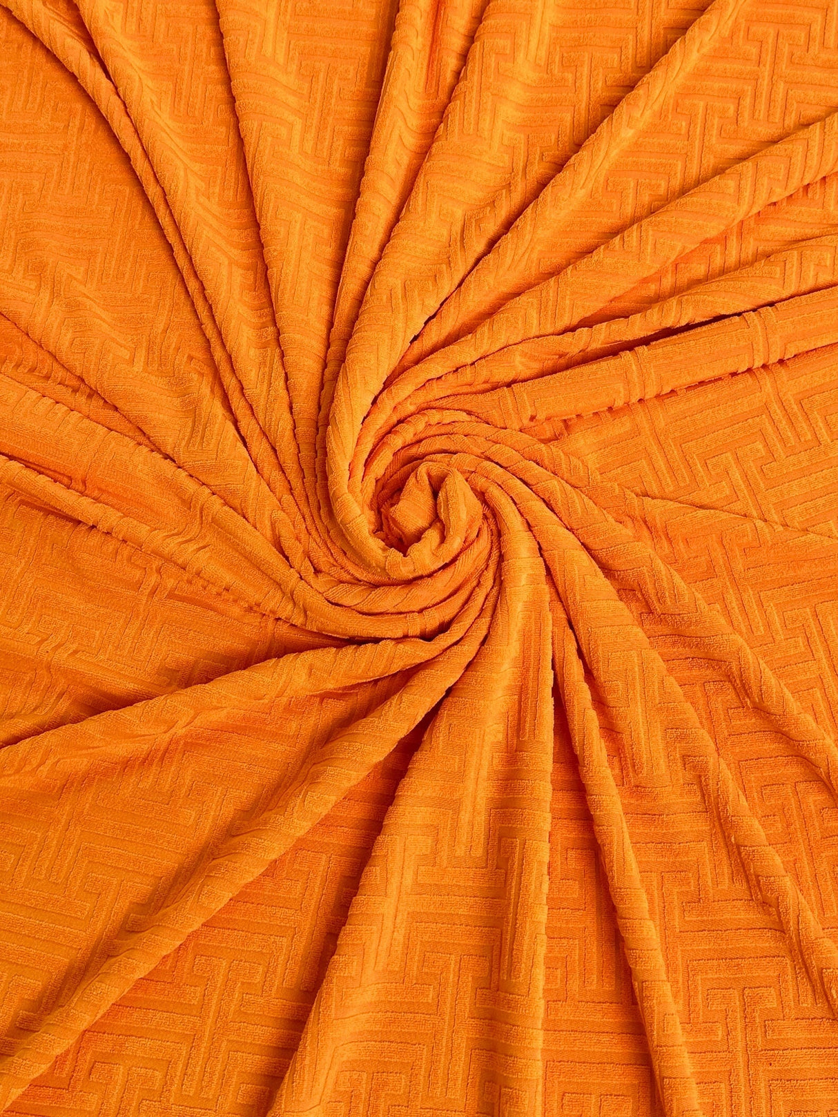 Shiny Jersey Knit Orange Geometric Pattern