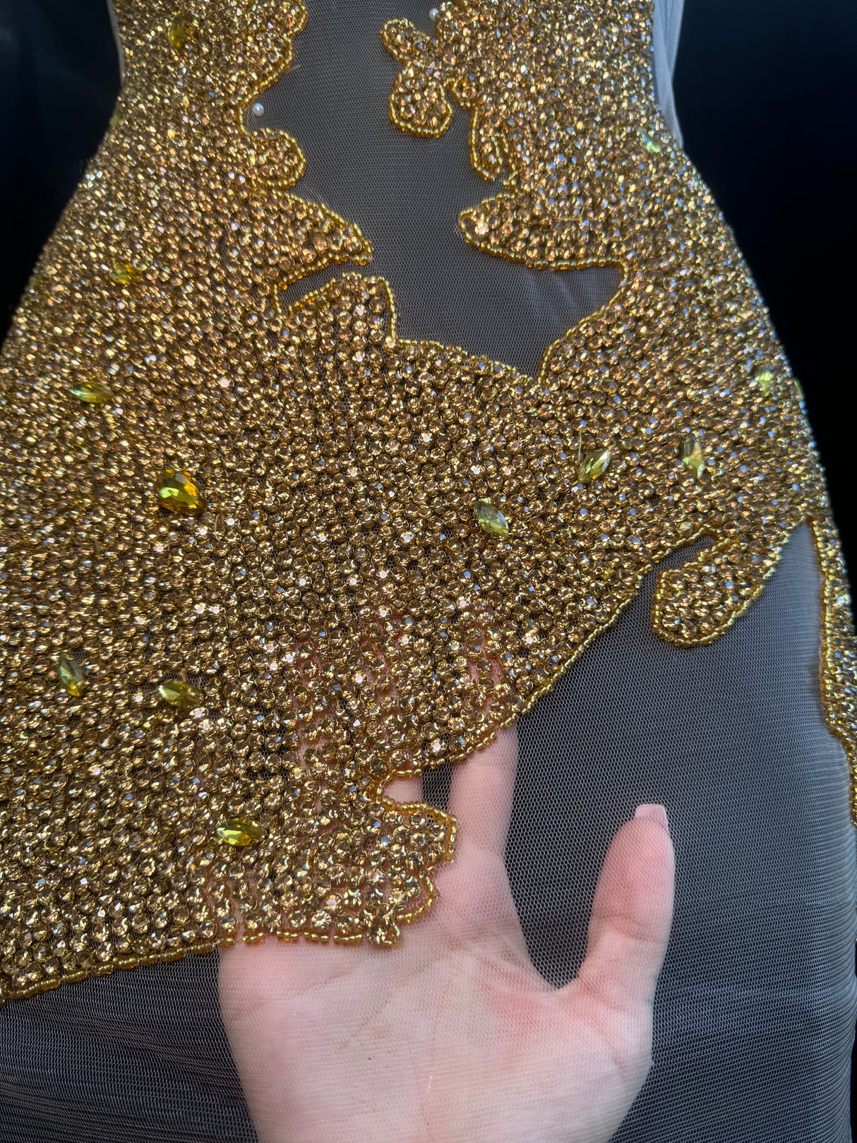 Gold Rhinestone Bodice Applique