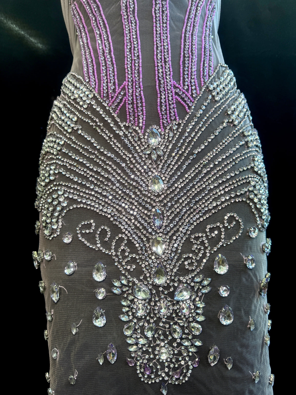 Lavender Silver Rhinestone Bodice Applique