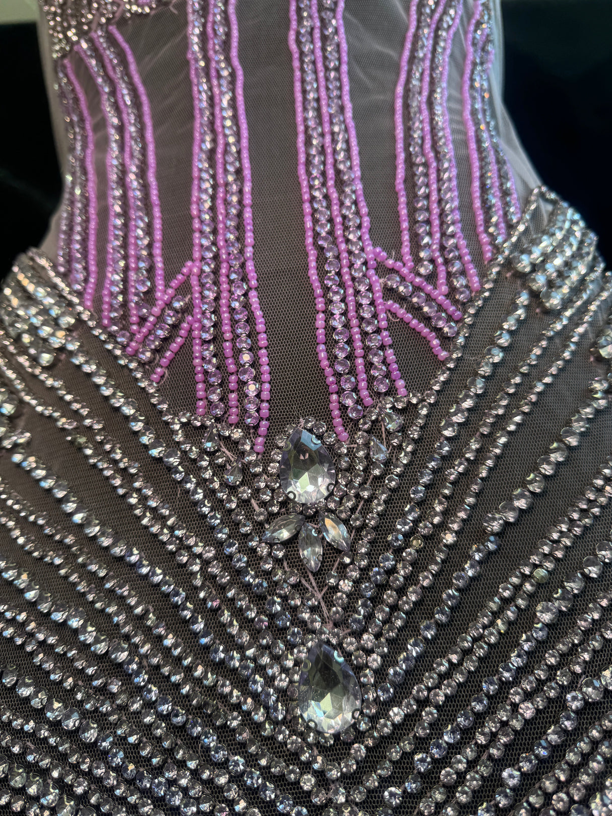 Lavender Silver Rhinestone Bodice Applique