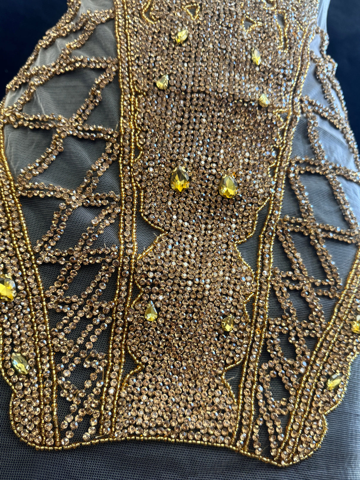 Gold Rhinestone Bodice Applique