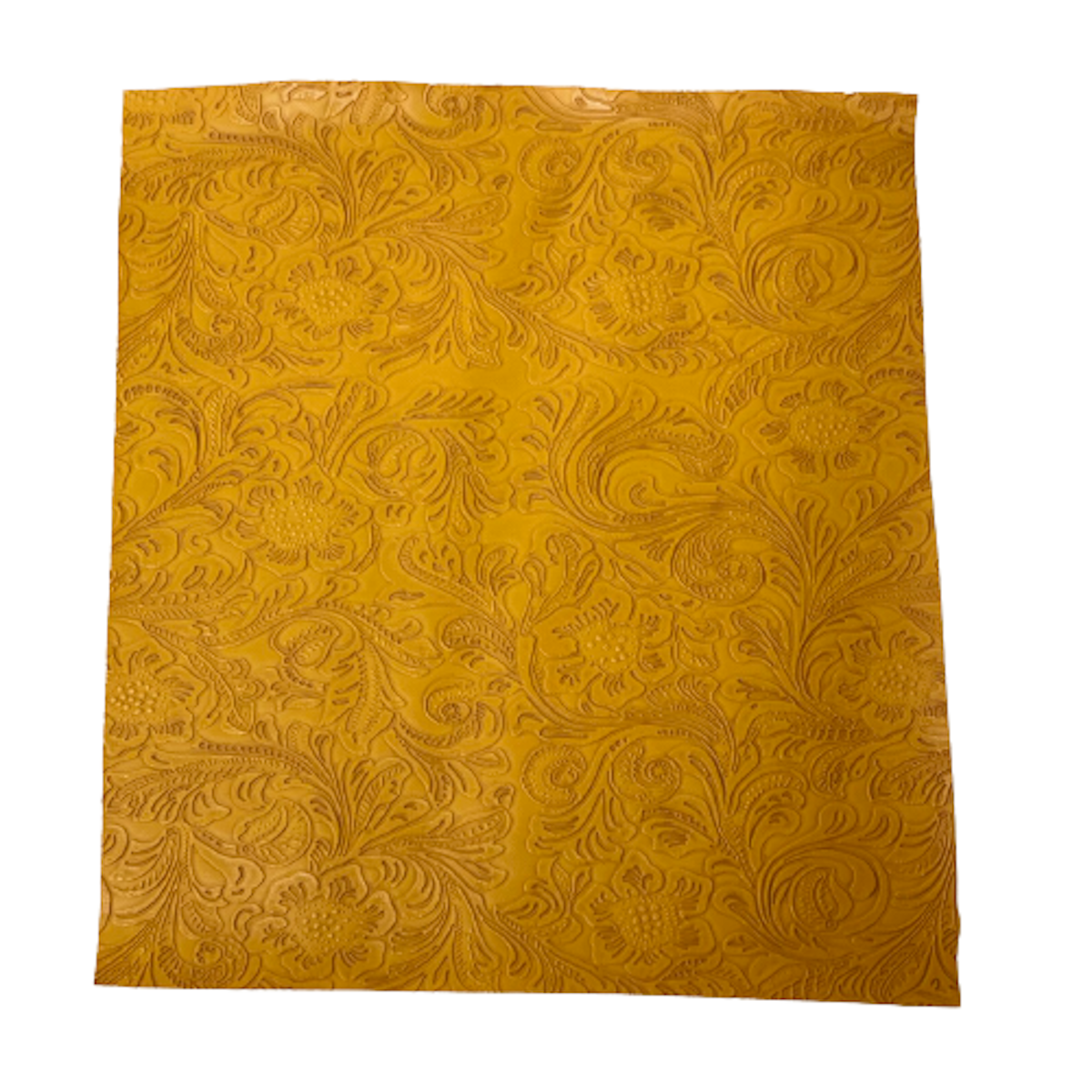 Western Floral PU Faux Leather Vinyl Fabric - Western Floral Pattern, 56" Width (1 Yard)