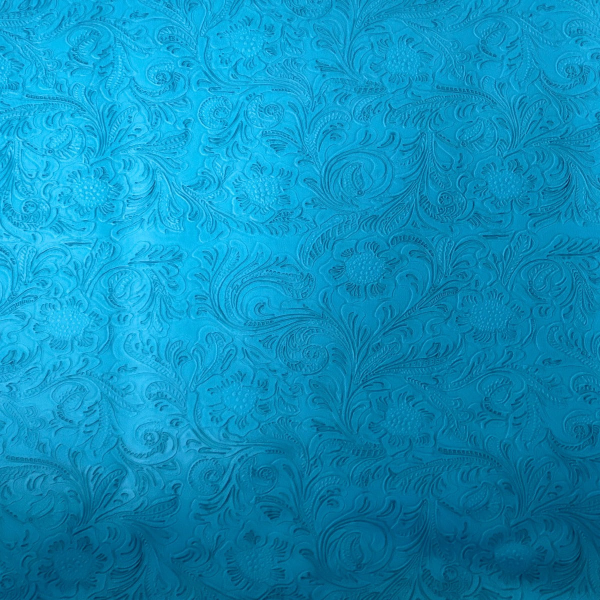 Western Floral PU Faux Leather Vinyl Fabric - Western Floral Pattern, 56" Width (1 Yard)