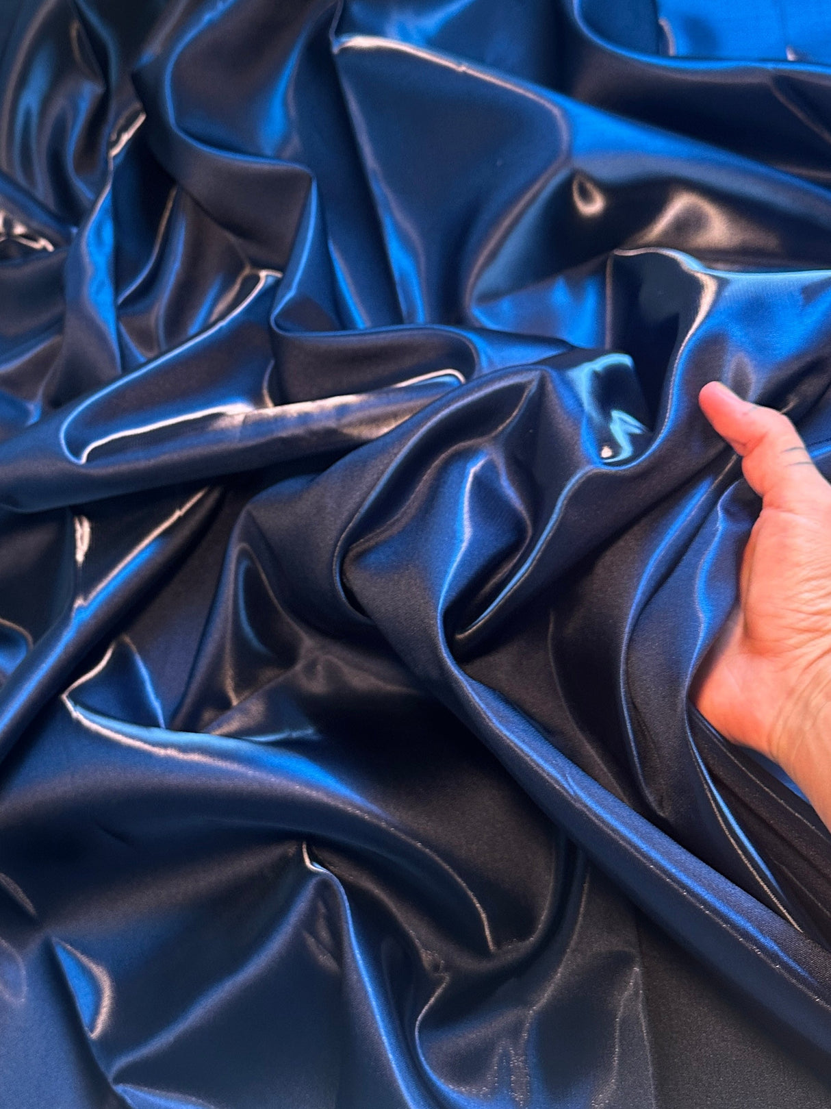 Liquid Bridal Satin Navy Blue