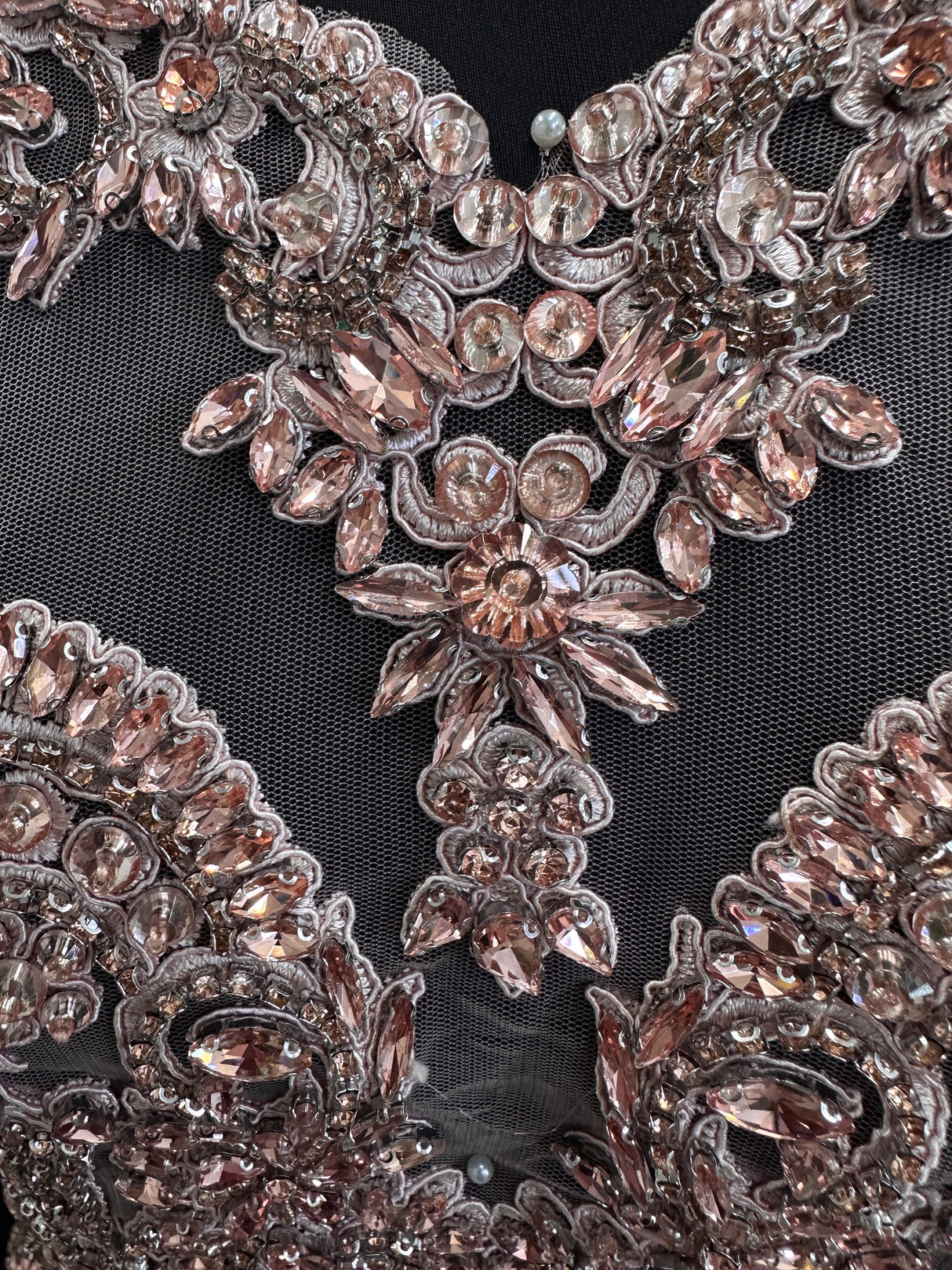 Blush Pink Rhinestone Bodice Applique