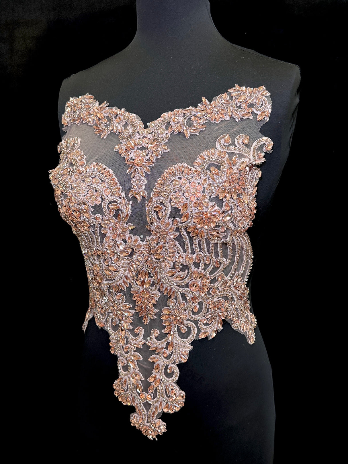 Blush Pink Rhinestone Bodice Applique
