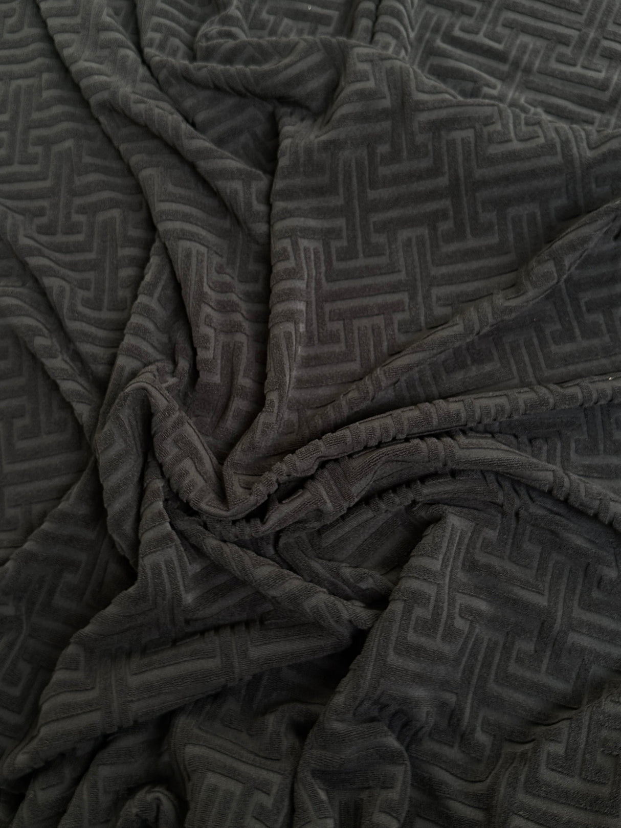 Stretch Jersey Knit Black Textured Geometric