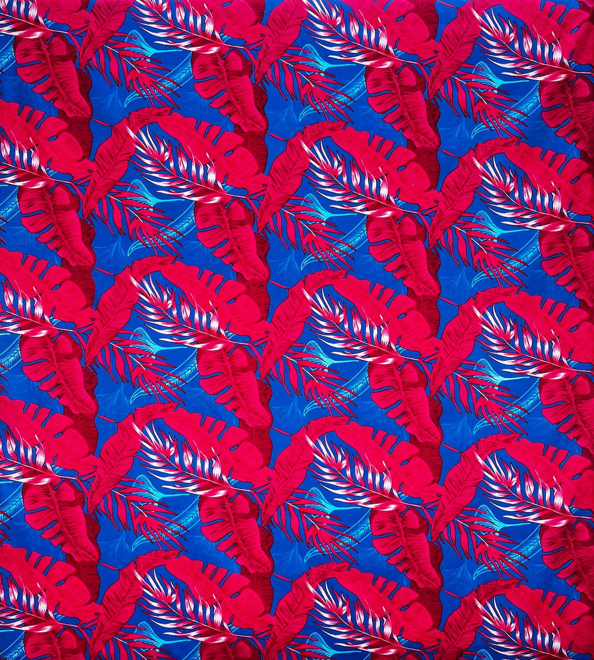Tropical Leaves All Over Design Cotton Fabric - Tropical Leaves Print, 36" X 45" (1 Yard)