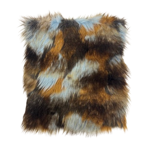 Multicolor Patchwork Faux Fur Acrylic Polyester Fabric - Multicolor Patchwork, 60" Width, 2" Pile Length (1 Yard)