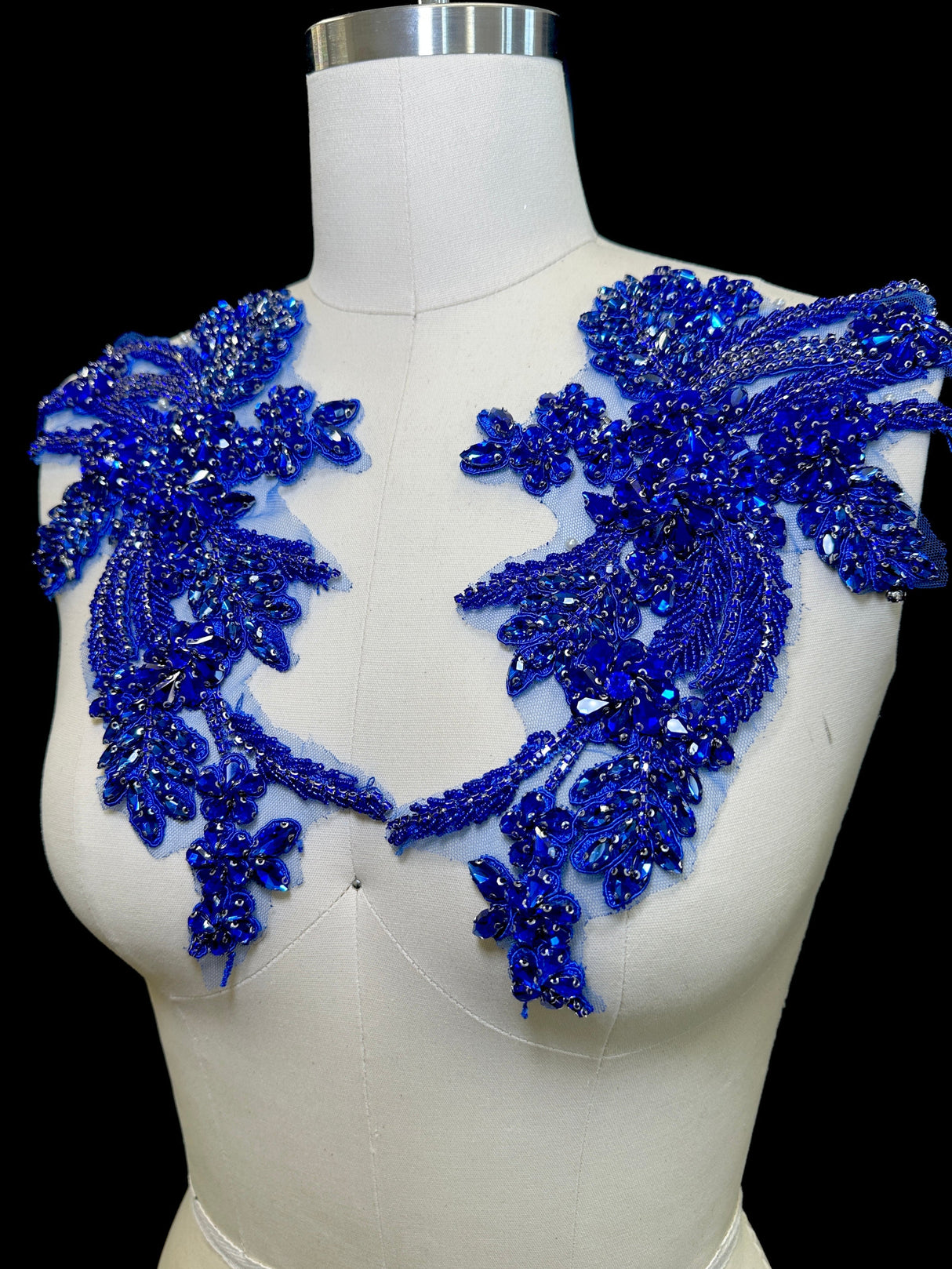 Blue Rhinestone Applique Pair