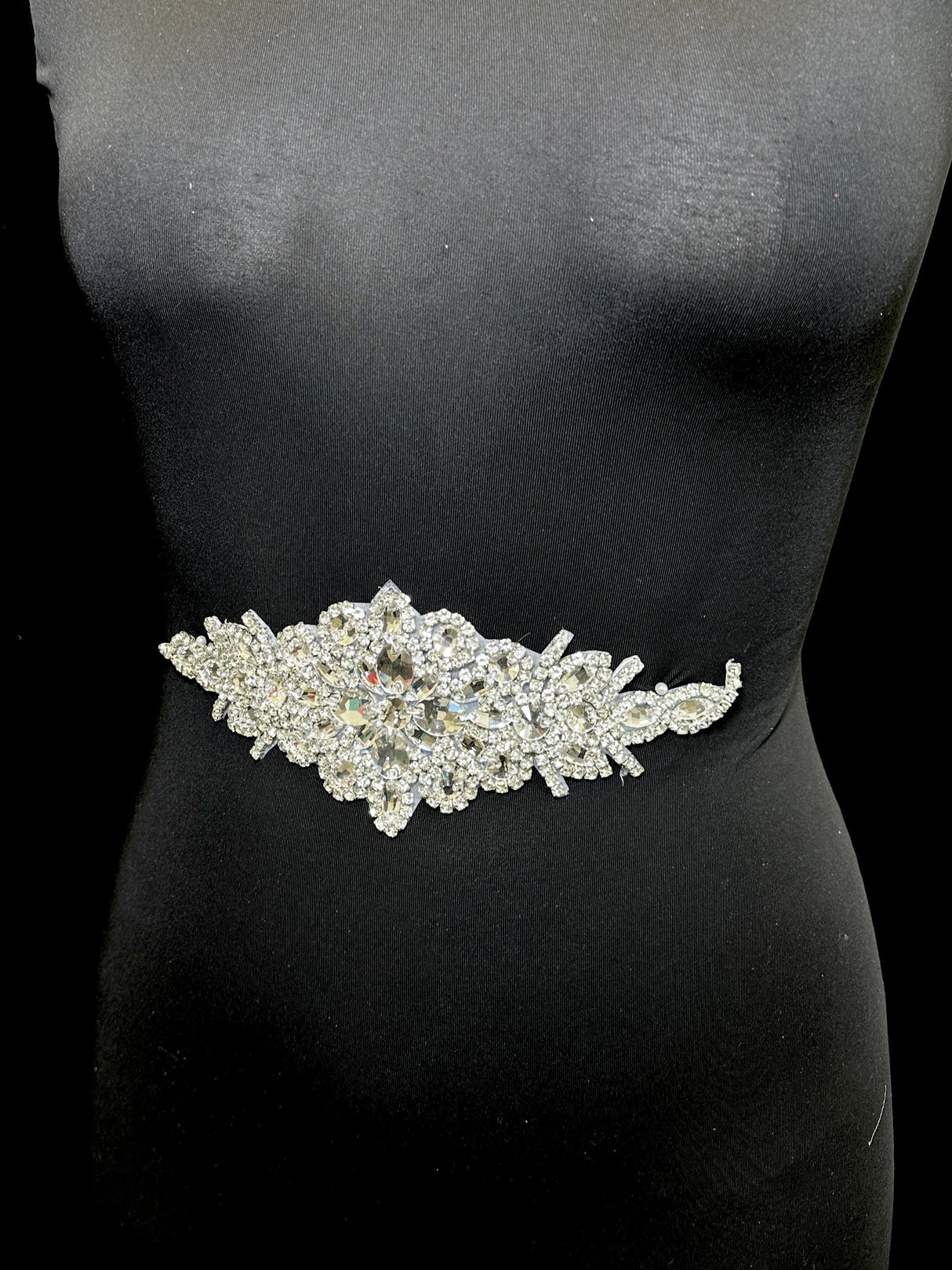 Silver Iron On Rhinestone Applique