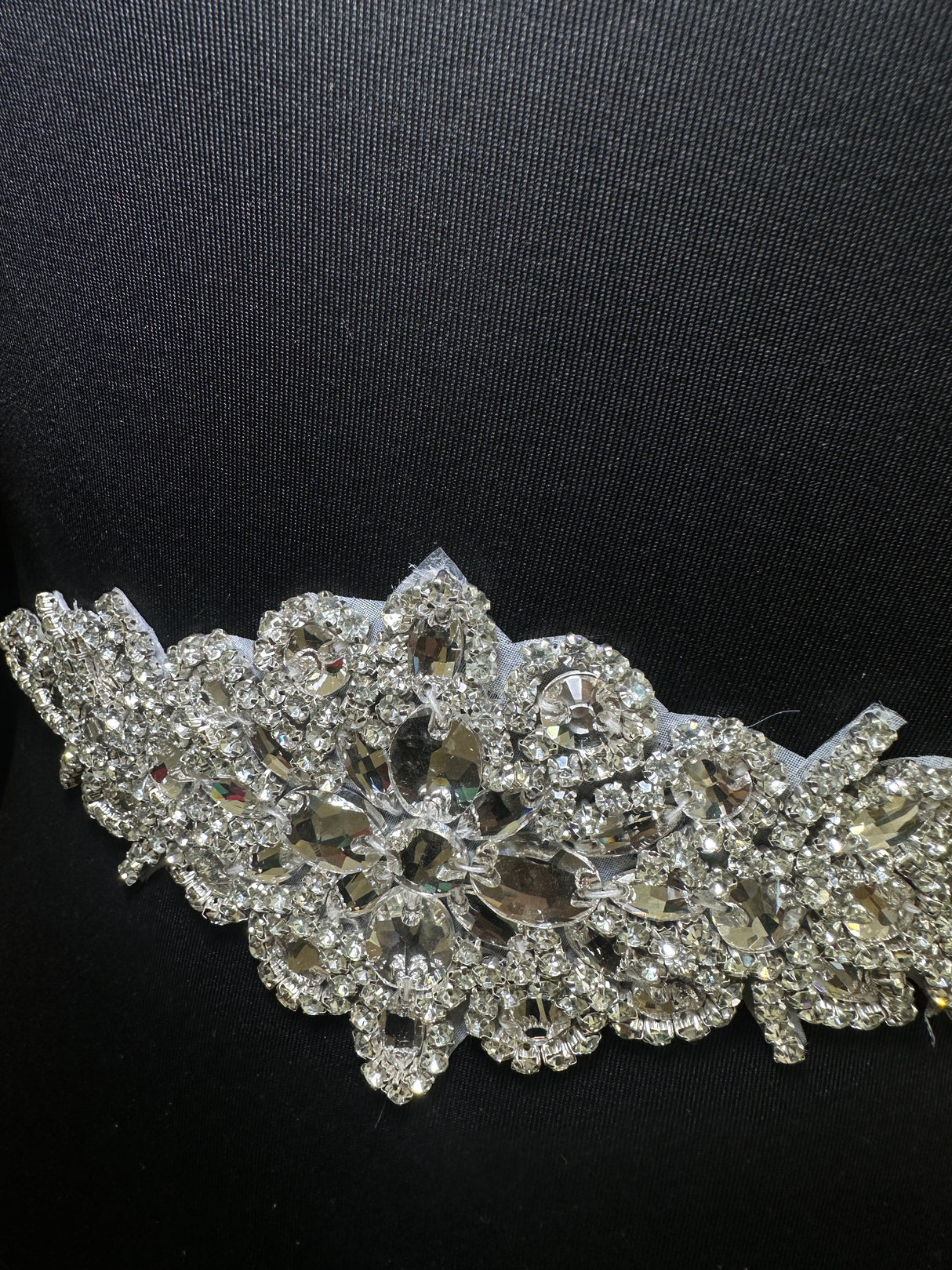 Silver Iron On Rhinestone Applique