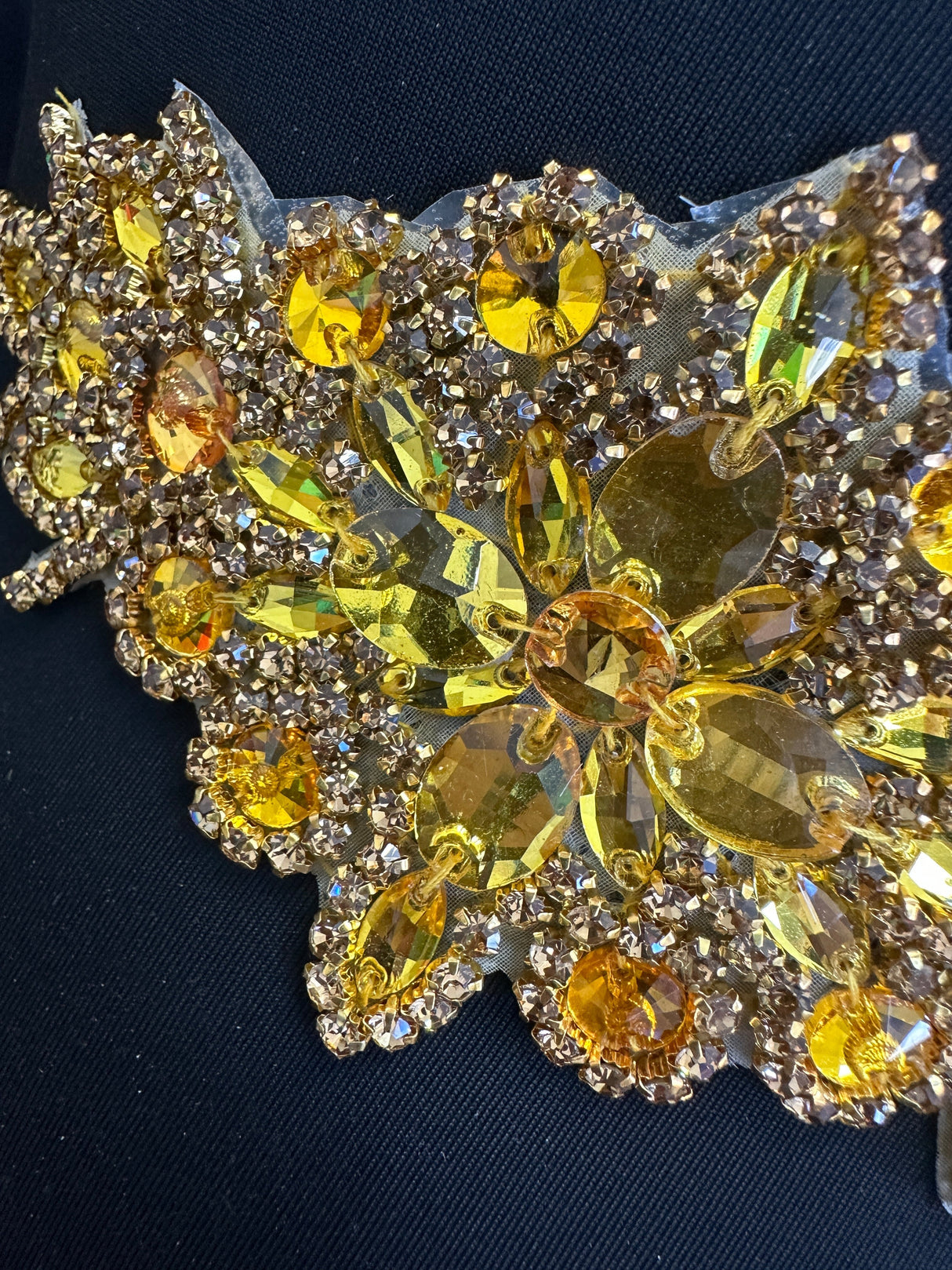 Gold Iron On Rhinestone Applique