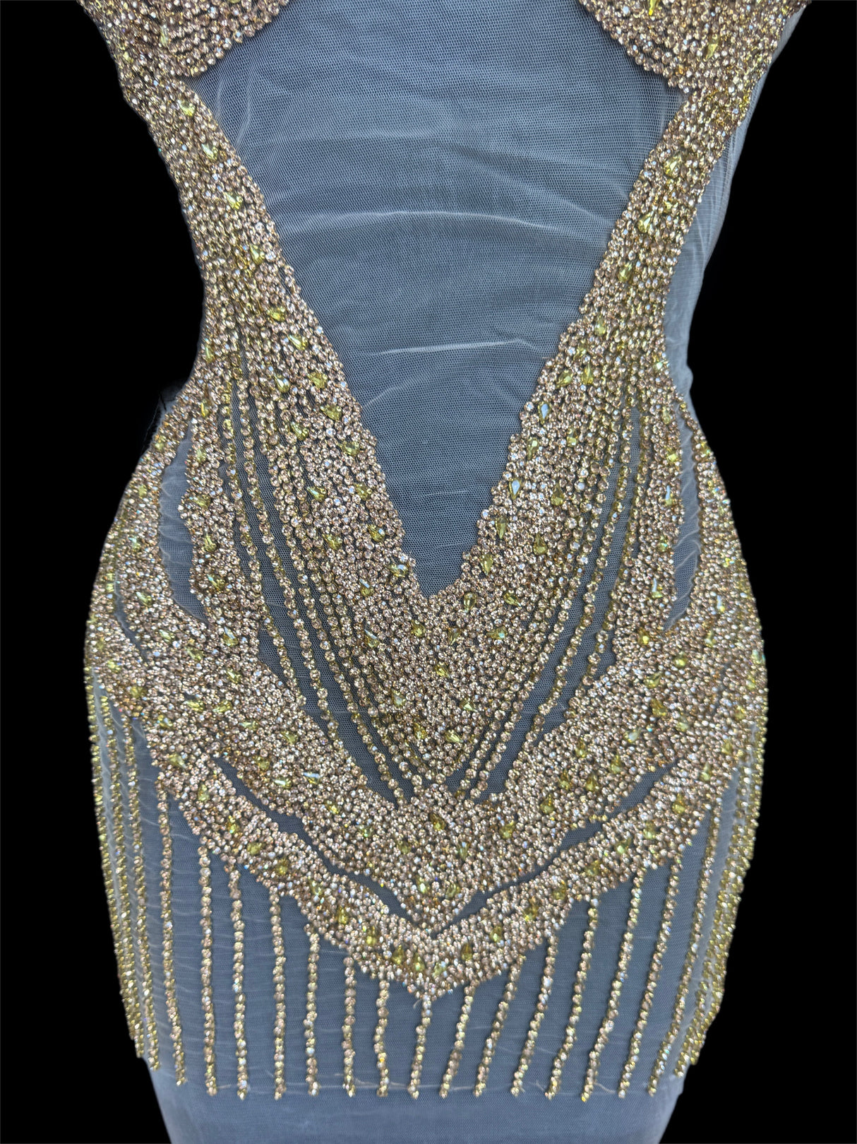 Gold Rhinestone Bodice Applique