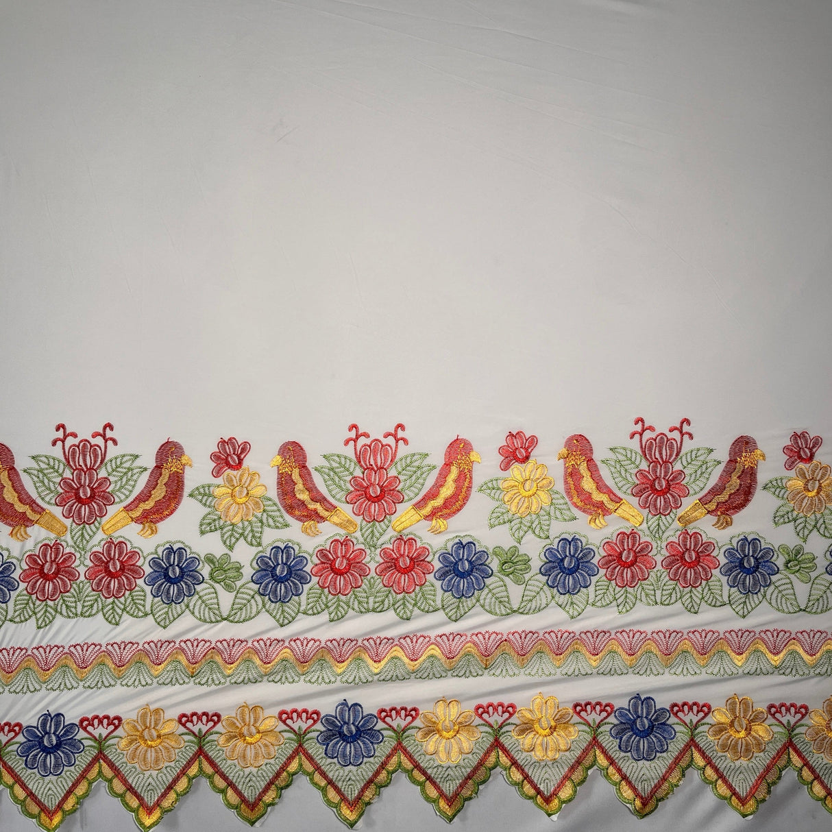 Polyester Floral Bird Embroidered Fabric