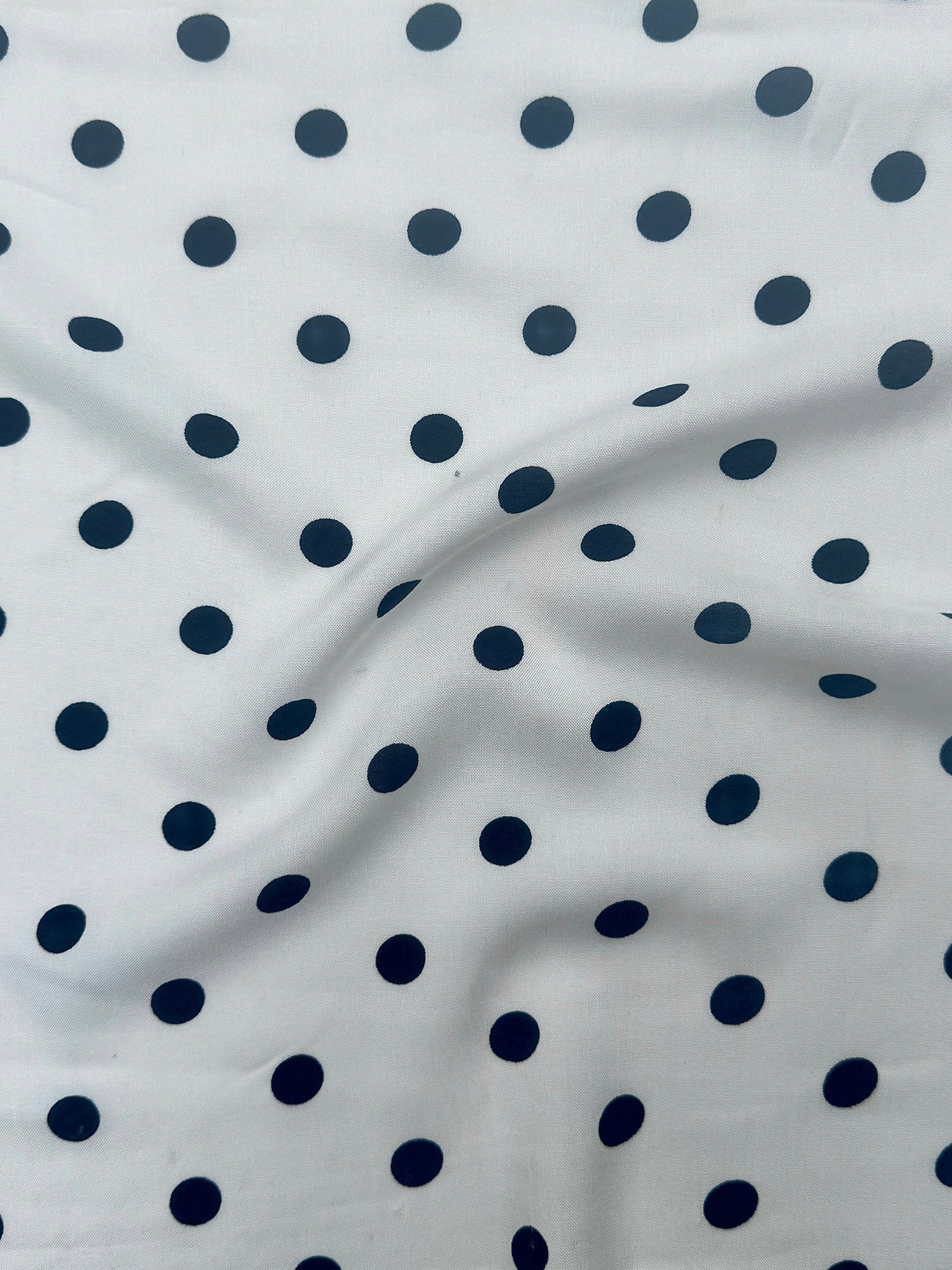 Printed Rayon Challis Black Polka Dots