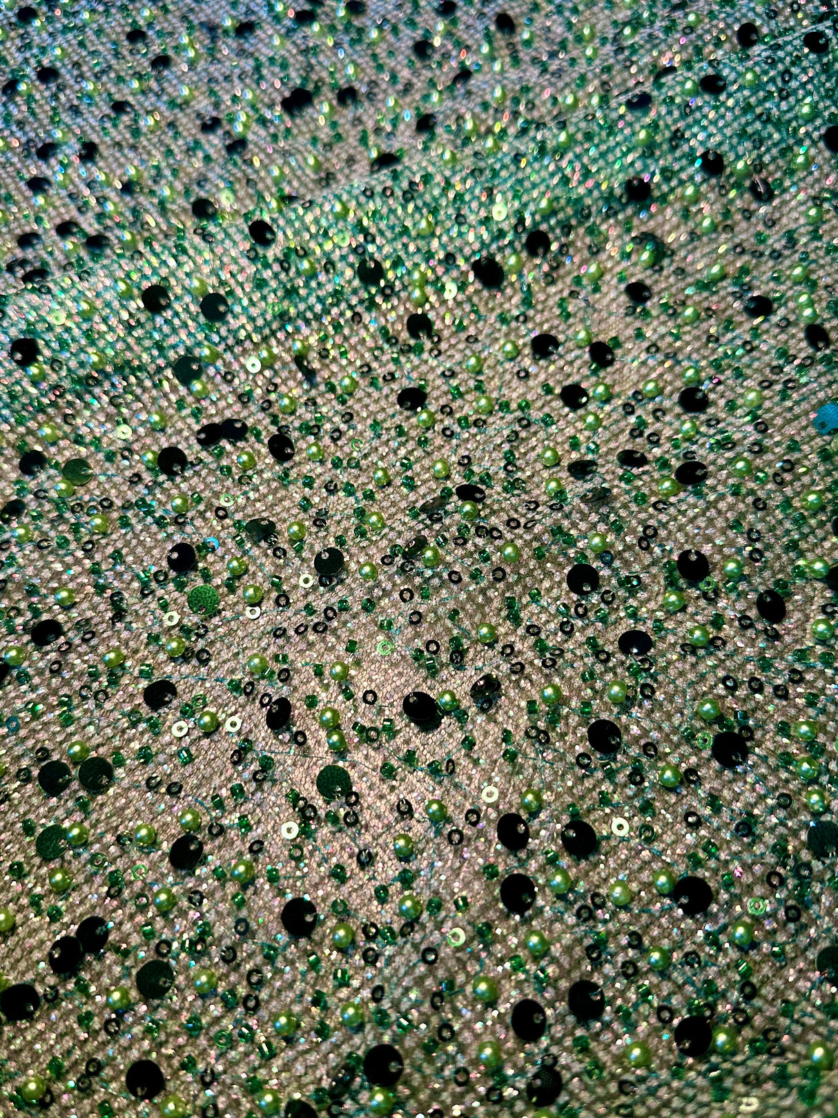 Stretch Sequin Beaded Pearl Mesh