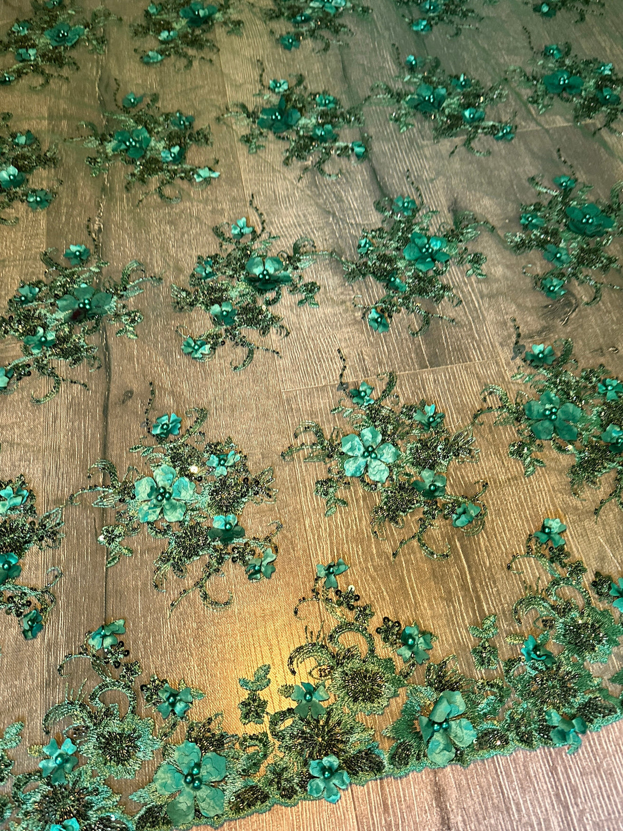 3D Floral Embroidered Beaded Tulle Lace
