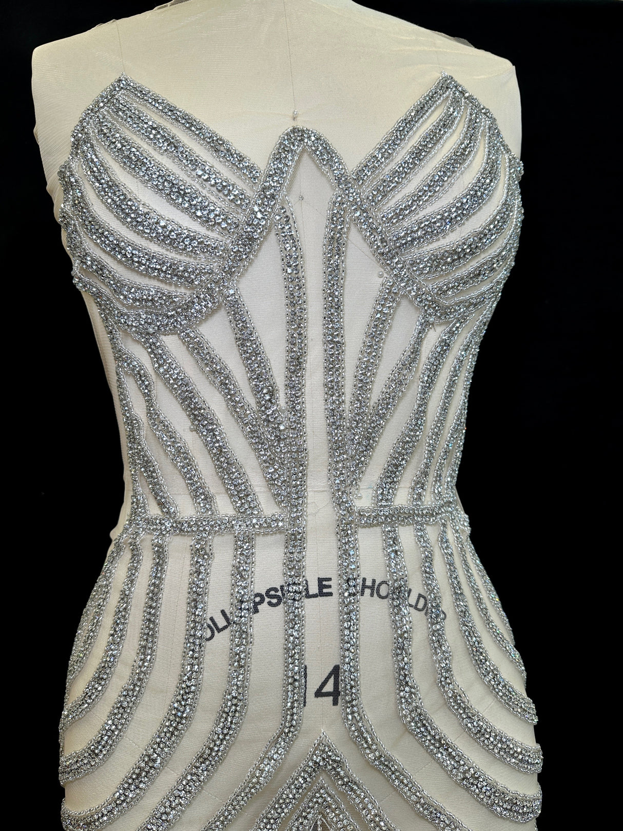 Silver Rhinestone Bodice Applique