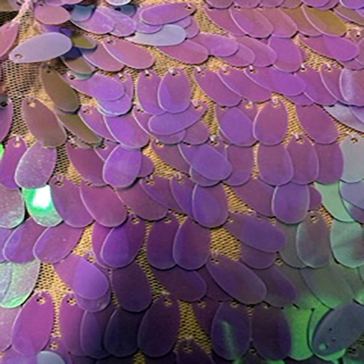 Polyester Sequin Mesh Fabric Dangling Oval Holographic 50"