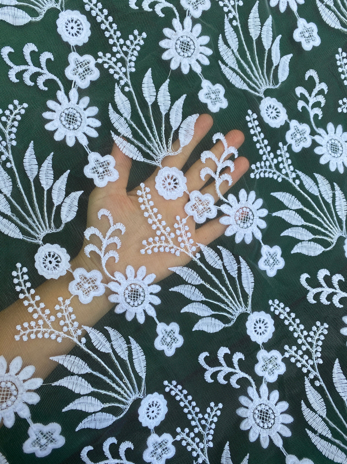 White Floral Embroidered Lace