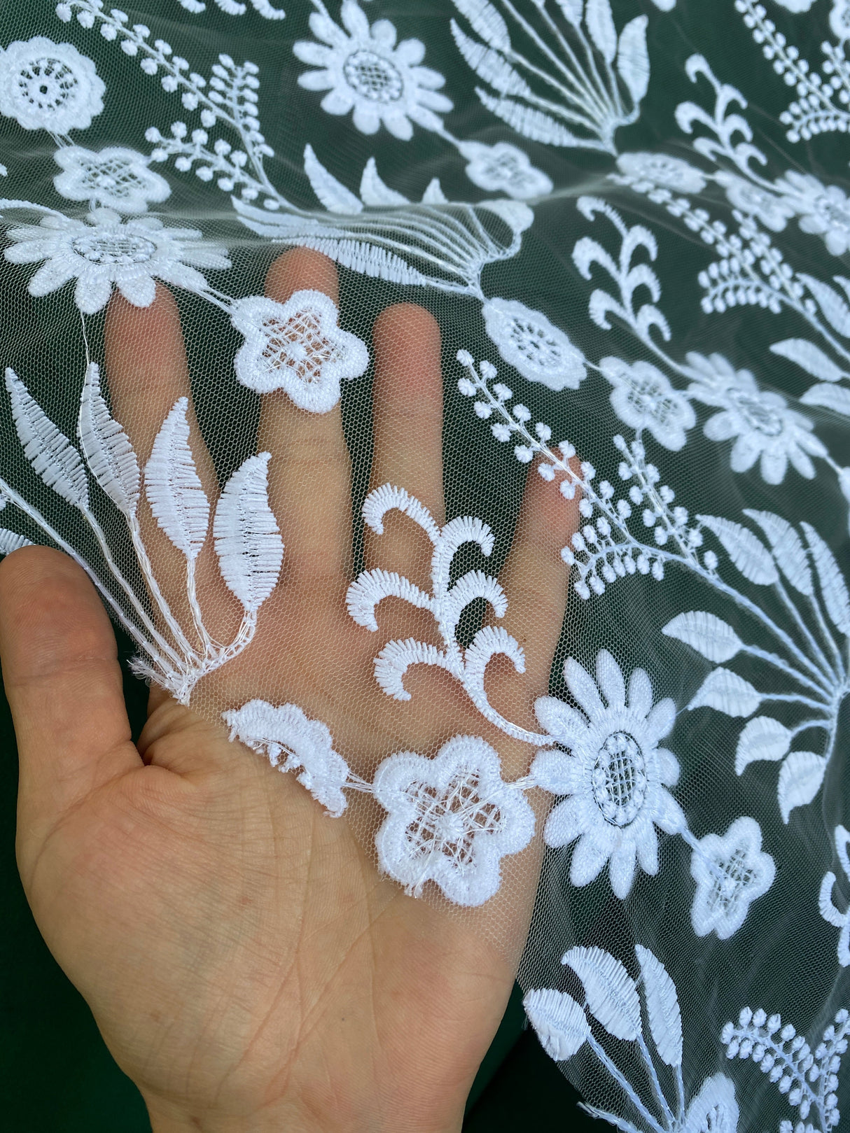 White Floral Embroidered Lace