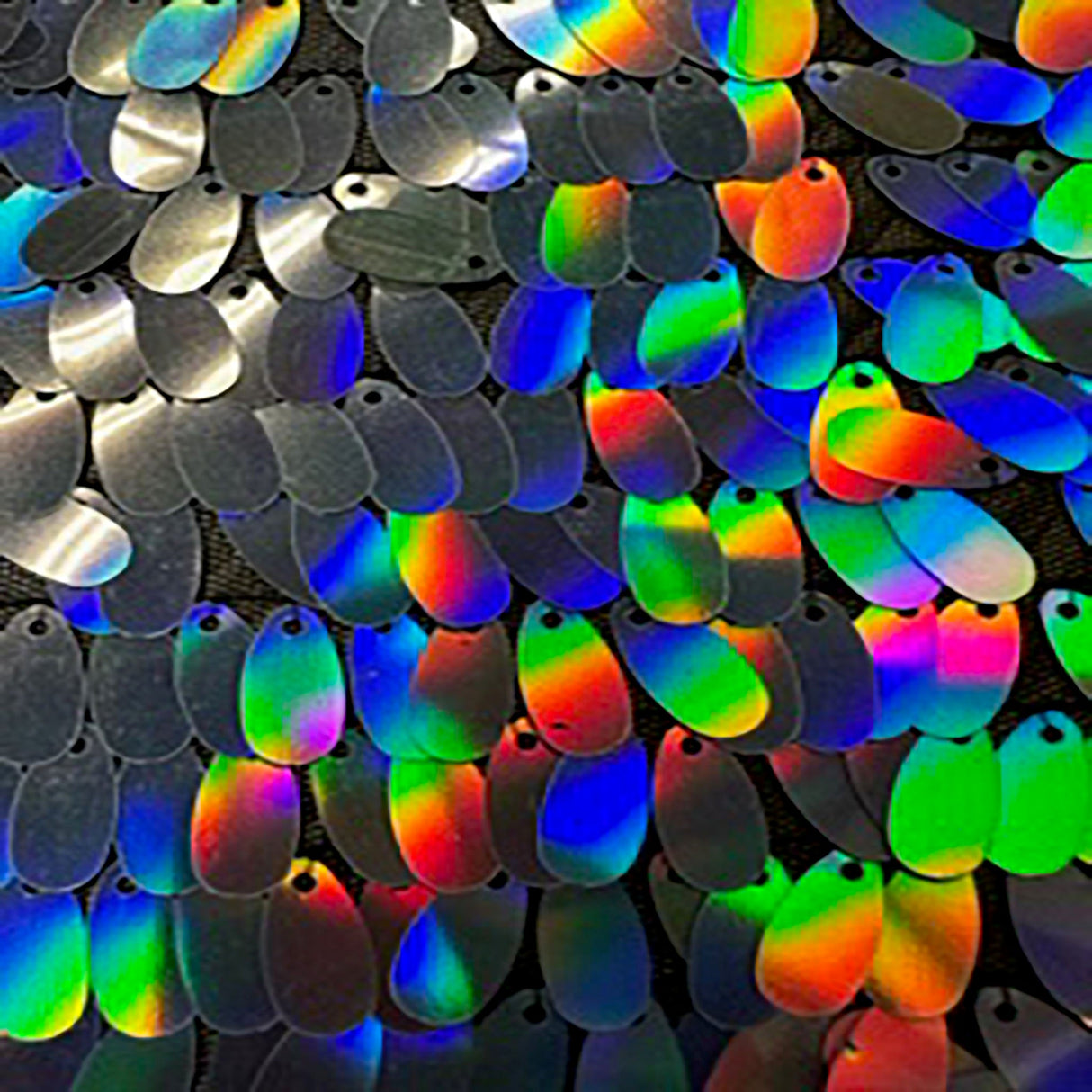 Polyester Sequin Mesh Fabric Dangling Oval Holographic 50"
