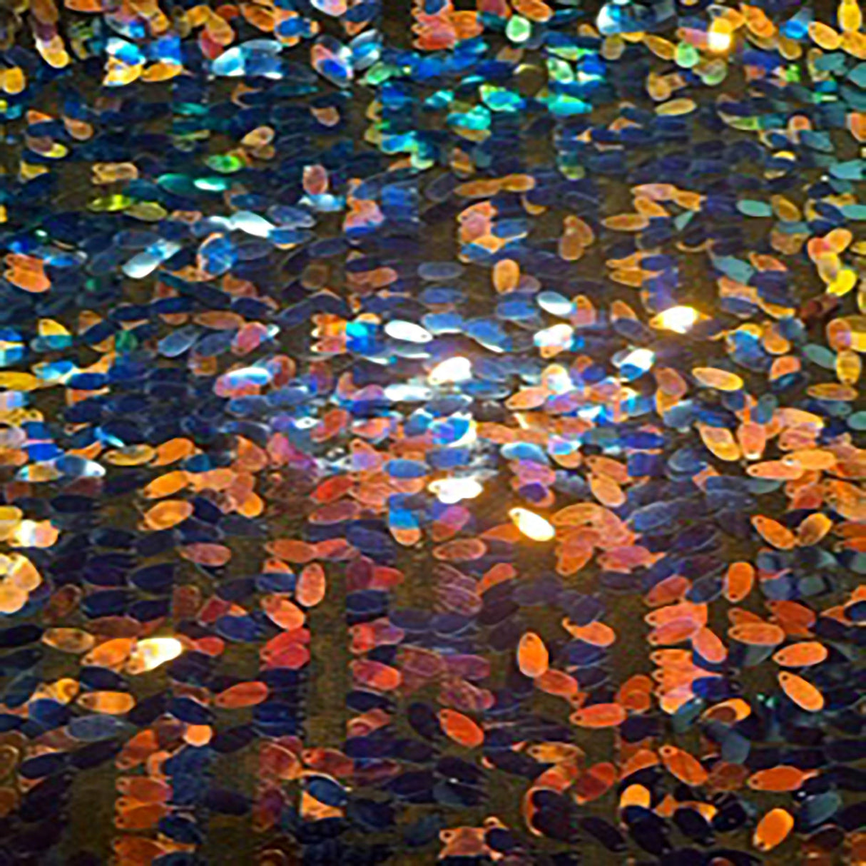 Polyester Sequin Mesh Fabric Dangling Oval Holographic 50"