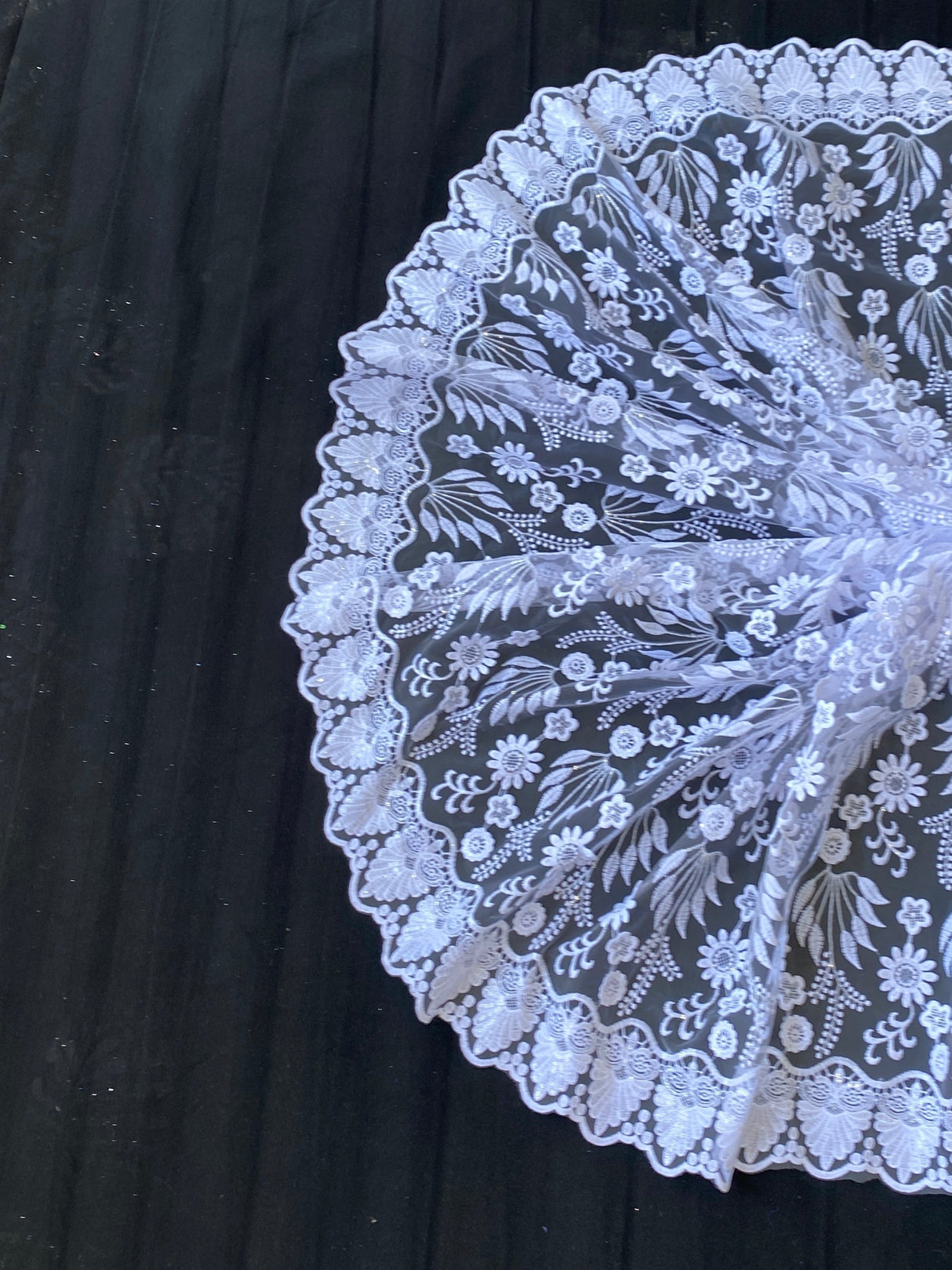 White Floral Embroidered Lace