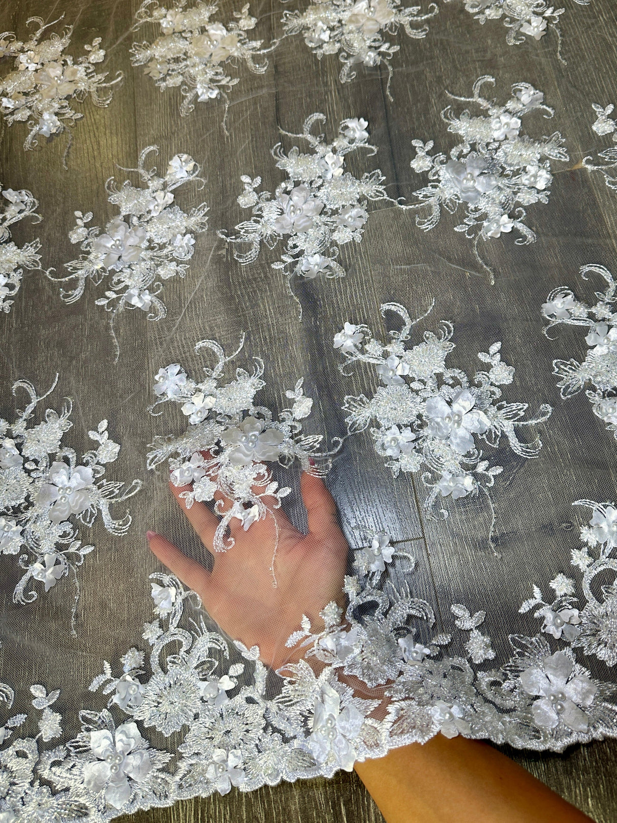 3D Floral Embroidered Beaded Tulle Lace