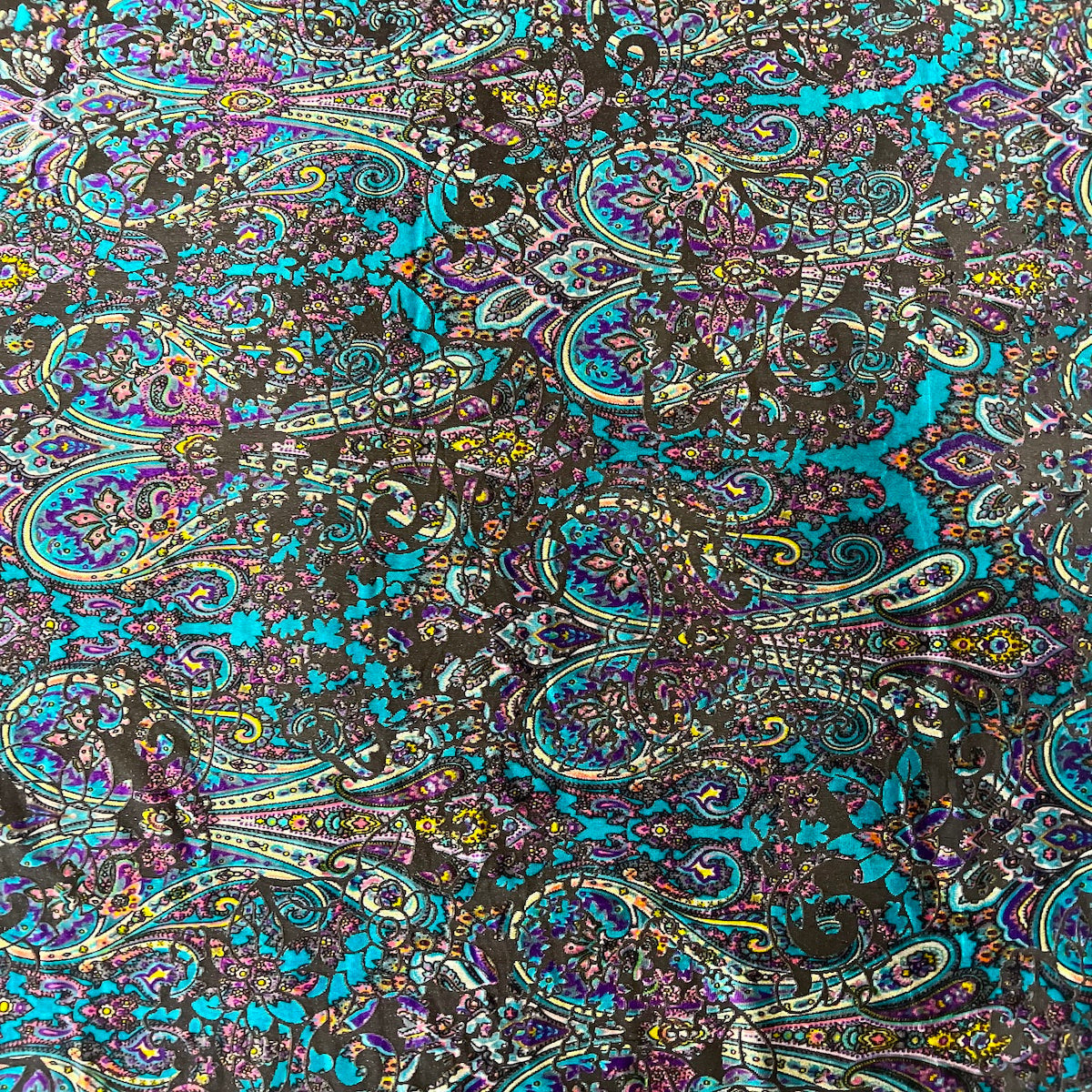 Sur Multicolor Burnout Stretch Velvet Fabric - Multicolor Burnout, 60" Width, 4-Way Stretch, 250 GSM (1 Yard)