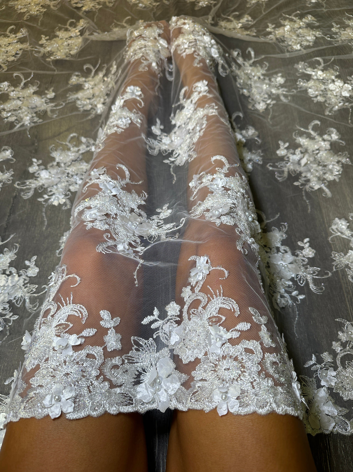 3D Floral Embroidered Beaded Tulle Lace