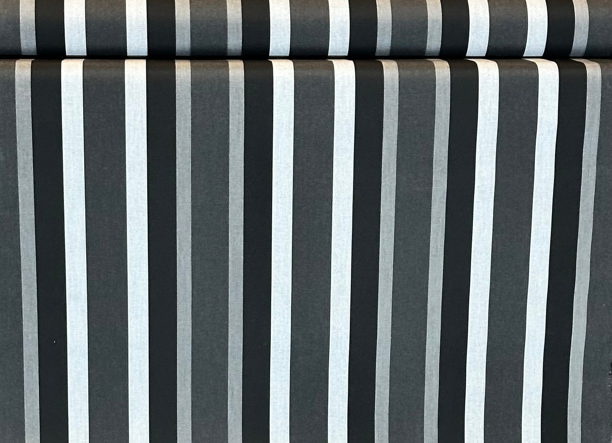 Sunbrella Shade Solution Dyed Acrylic Fabric - Black Vertical Stripes, 47" Width (By The Yard)