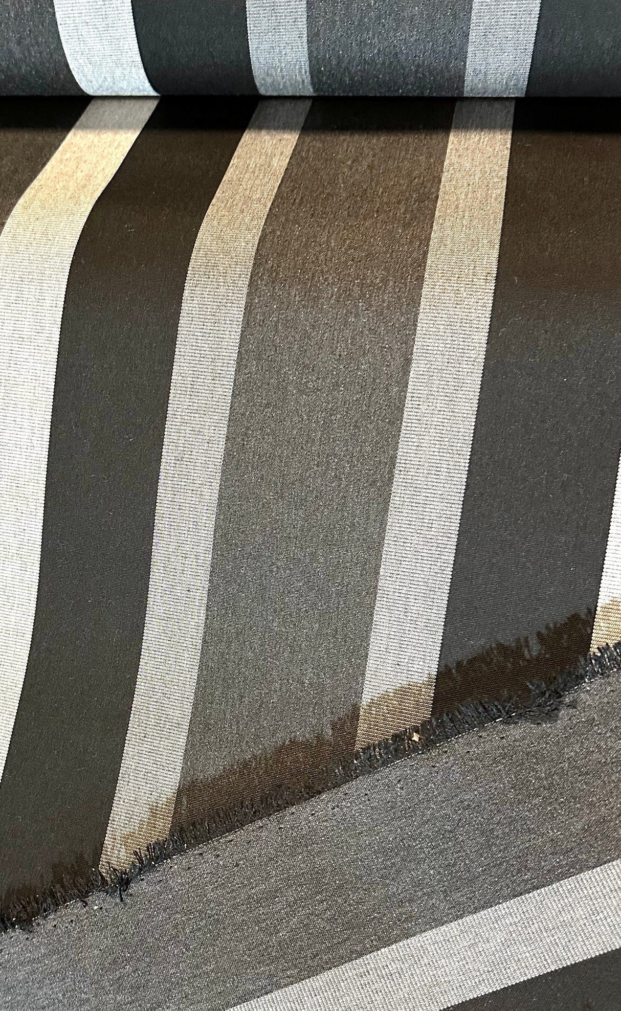 Sunbrella Shade Solution Dyed Acrylic Fabric - Black Vertical Stripes, 47" Width (By The Yard)