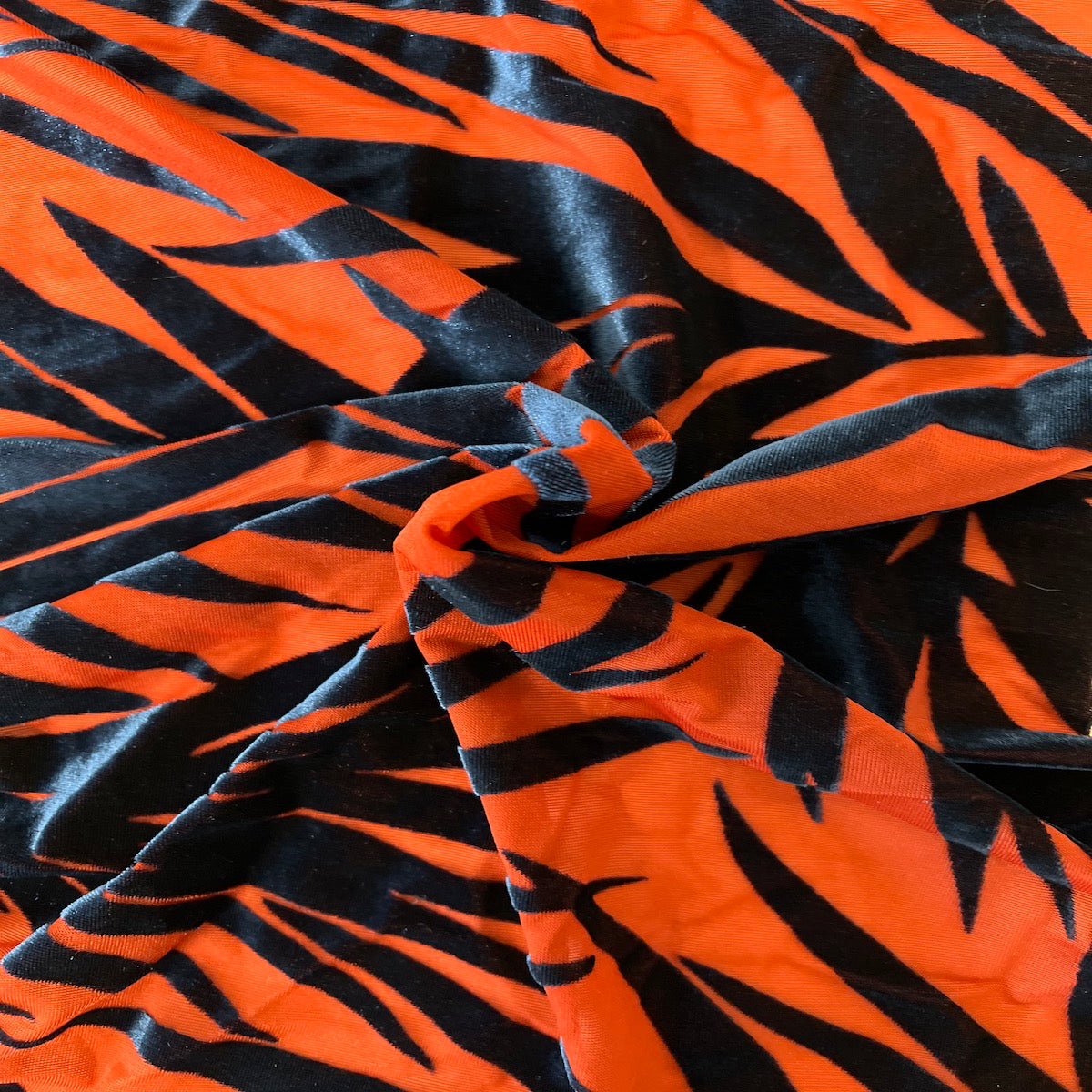 Palm Tree Floral Burnout Stretch Velvet Spandex Fabric - Blue Tie Dye, 60" Width (1 Yard)