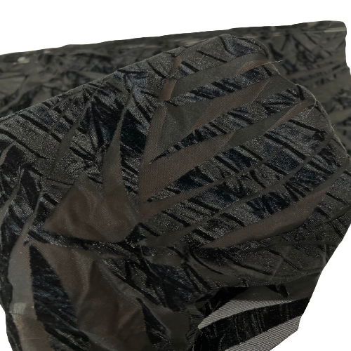 Palm Tree Floral Burnout Stretch Velvet Spandex Fabric - Blue Tie Dye, 60" Width (1 Yard)