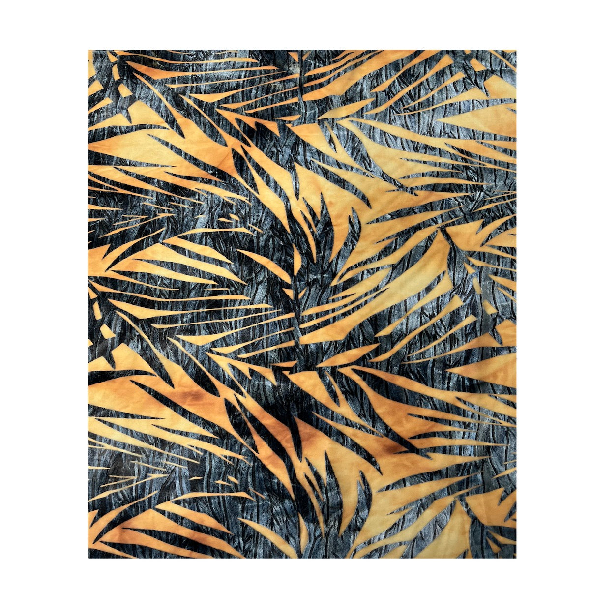 Palm Tree Floral Burnout Stretch Velvet Spandex Fabric - Blue Tie Dye, 60" Width (1 Yard)