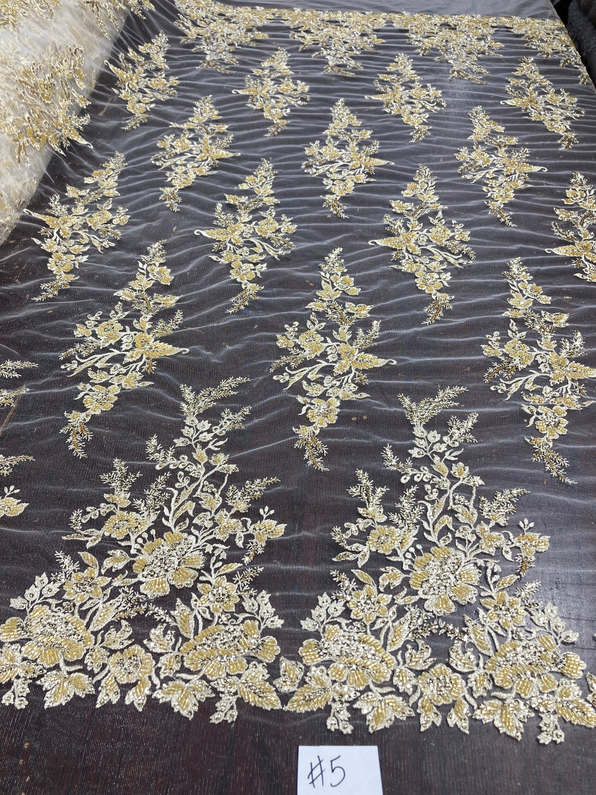 Beaded Sequined Lace Fabric 100% Polyester Net Mesh 52"