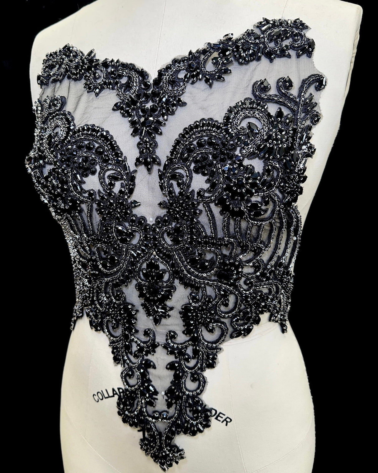 Black Rhinestone Bodice Applique