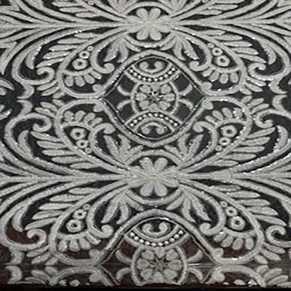 Polyester Mesh Fabric Victorian Sequin Lace Ivory 50"