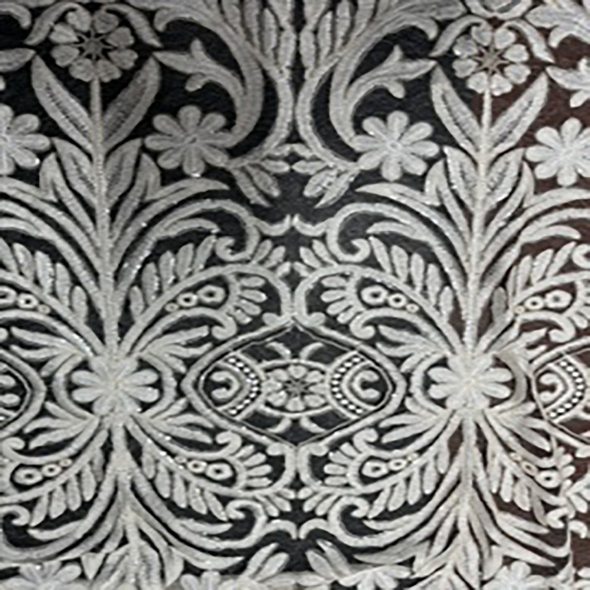 Polyester Mesh Fabric Victorian Sequin Lace Ivory 50"