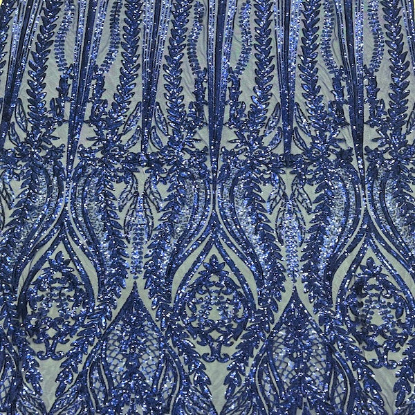 Anault Damask Stretch Sequins Nylon Spandex Mesh Fabric - Damask Sequins, 60" Width, 4-Way Stretch (1 Yard)