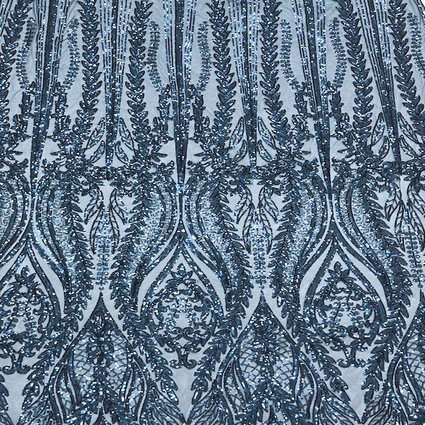 Anault Damask Stretch Sequins Nylon Spandex Mesh Fabric - Damask Sequins, 60" Width, 4-Way Stretch (1 Yard)